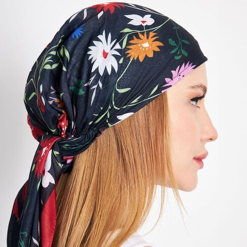 Headwear Pre Tied Head Scarves for Patterned Women Featuring | Soft Chemo Head Wear Headcover Ready Headwear in Saudi Arabia