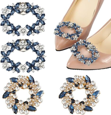AHANDMAKER Rhinestone Crystal Metal Shoe Clips, Crystal Shoe Buckles Rhinestone Wedding Shoe Clips Shoe Charms Shoe Accessories for Party Decoration Wedding in Saudi Arabia