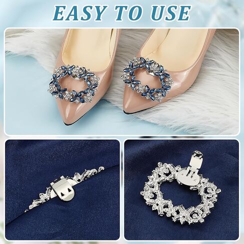 AHANDMAKER Rhinestone Crystal Metal Shoe Clips, Crystal Shoe Buckles Rhinestone Wedding Shoe Clips Shoe Charms Shoe Accessories for Party Decoration Wedding in Saudi Arabia