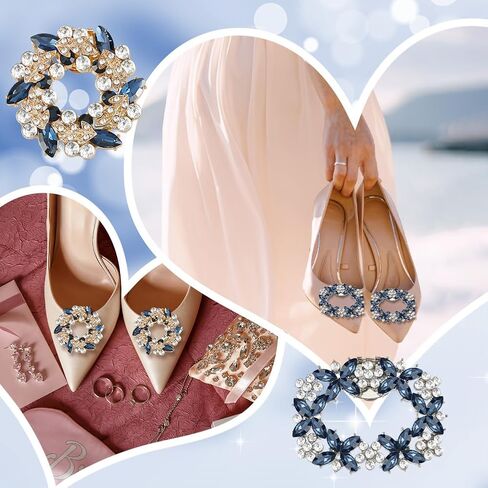 AHANDMAKER Rhinestone Crystal Metal Shoe Clips, Crystal Shoe Buckles Rhinestone Wedding Shoe Clips Shoe Charms Shoe Accessories for Party Decoration Wedding in Saudi Arabia