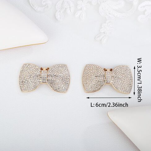 JWICOS 2Pcs Rhinestone Shoe Clips Fashion Detachable Bow Heels Accessories Shoe Decoration Classic Bridal Wedding Shoe Charms in Kuwait