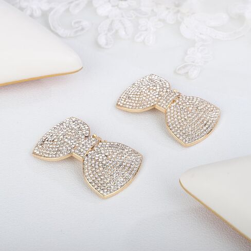 JWICOS 2Pcs Rhinestone Shoe Clips Fashion Detachable Bow Heels Accessories Shoe Decoration Classic Bridal Wedding Shoe Charms in Kuwait