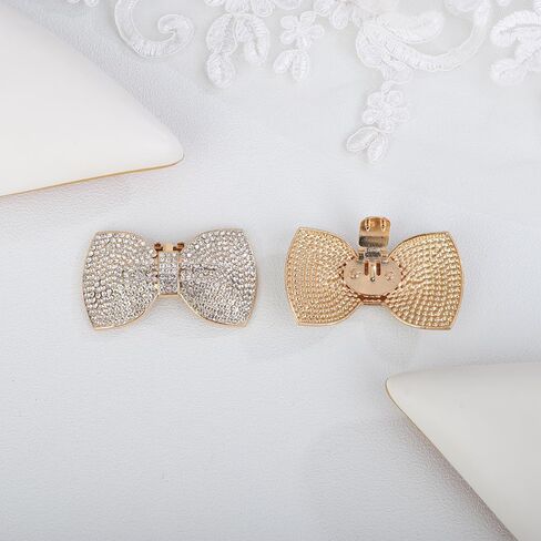 JWICOS 2Pcs Rhinestone Shoe Clips Fashion Detachable Bow Heels Accessories Shoe Decoration Classic Bridal Wedding Shoe Charms in Kuwait