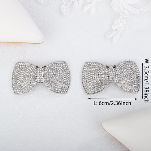 JWICOS 2Pcs Rhinestone Shoe Clips Fashion Detachable Bow Heels Accessories Shoe Decoration Classic Bridal Wedding Shoe Charms in Kuwait