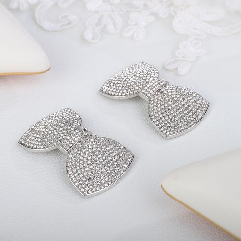 JWICOS 2Pcs Rhinestone Shoe Clips Fashion Detachable Bow Heels Accessories Shoe Decoration Classic Bridal Wedding Shoe Charms in Kuwait