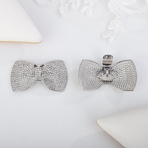 JWICOS 2Pcs Rhinestone Shoe Clips Fashion Detachable Bow Heels Accessories Shoe Decoration Classic Bridal Wedding Shoe Charms in Kuwait