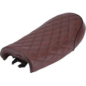 Bnineteenteam Motorcycle Flat Cushion, Motorcycle PU Leather Vintage Cafe Racer Seat Flat Saddle Cushion for CG125 GN CG CB400SS (Brown)