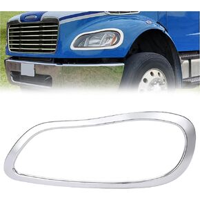 HECASA 2Pcs Headlight Bezel Compatible with 2002-2018 Freightliner Business Class M2 100 106 112 Headlamp Trim Cover Replacement for A1714930-000 A1714930-001 Chrome Silvery Driver & Passenger Side