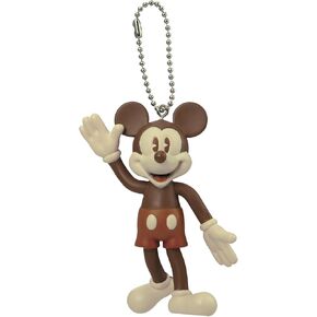 Disney Retro Mickey Mouse Bendable Key Chain (Brown) Key Accessory, Multi-Colored, 3"