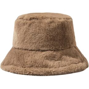 Verdusa Women's Faux Fur Bucket Hats Fuzzy Winter Warm Fisherman Cap