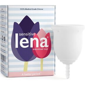 Lena Sensitive Menstrual Cups, Soft Reusable Period Cup, Tampons,Period Underwear and Menstrual Pads Alternative, Feminine Care, Silicone Menstrual Cup, Made in USA, Small & Large, Blue and Coral