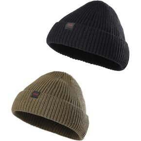 2 Pack Fisherman Beanie Hats for Men Women,Knit Trawler Skull Cap,Watch Cap,Spring Fall Winter Warm Short Hats