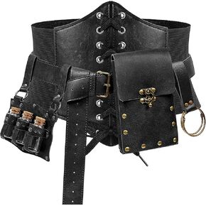 SUMGOGO 5PCS Renaissance Costume Belt Pouch Corset Potion Bottle Vilas Sword Frog Hook Medieval Festival Cosplay Halloween Accessory