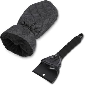 Ice Scraper with Glove - Waterproof & Windproof Ice Scraper Mitt for Car Windshield Window - Warm & Cozy Snow Remover Glove Auto Snow Brush with Foam Grip - Winter Accessories No Scratch for Car