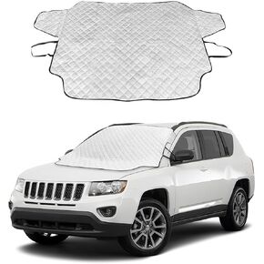 Car Windshield Snow Cover, 4 Layers Windscreen Covers with Magnetic Edges, 76'' x 49.6'' Medium Front Window Auto Covers Protects from Sun, Snow, Ice, Car Accessories Any Weather in Kuwait