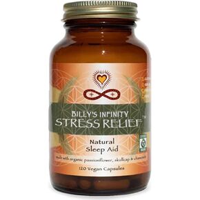 Infinity Stress Relief | Adaptogen Mood Support Supplement with Passion Flower, Skullcap, and Chamomile | Organic, Vegan, Non GMO | 40 Day Supply (120 Capsules)
