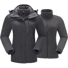 CAMEL CROWN Women's Waterproof Ski Jacket 3 in 1 Winter Coat Windbreaker Snowboard Jackets for Rain Snow Outdoor Hiking