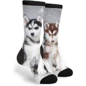 Unisex Fun Novelty Crazy Crew Socks Lovely Huskies Dress Socks