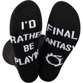 POFULL 2PAIRS FF14 White Mage Inspired Socks Gift Video Game Lover Gift Gaming Gift Novelty Socks Game Theme Gift