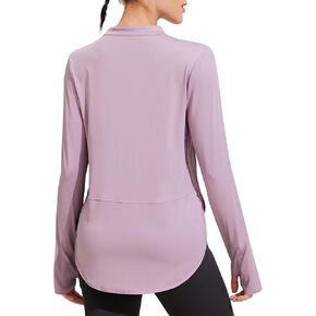 PINSPARK Women's Long Sleeve Workout Tops V Neck Athletic Yoga Shirts with Thumb Holes Quick Dry Gym Tops Loose Fit