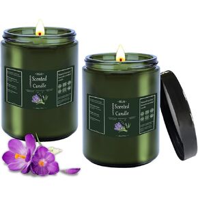 2 Pack Lavender Candles for Home, Lavender Scented Candles Aromatherapy, Soy Wax Candles 100 Hour Long Lasting Candles, Scented Candles Gifts Set for Women, Birthday, Valentine, Anniversary (Lavender)