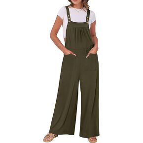ANRABESS Women Jumpsuits Overalls Wide Leg Casual Baggy Romper Boho Loose Bib Jumpers Sleeveless Straps 2025 Summer Outfits