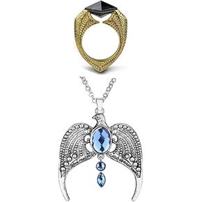 JinYu 2 Pcs Locket Horcrux Necklace Rings Jewelry Set