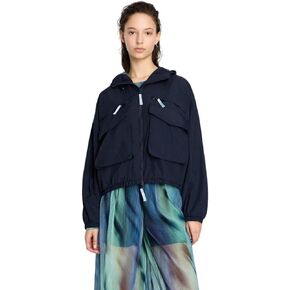 Armani Exchange Women's Hooded Crinkle Nylon Ocean Waves Jacket