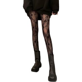 Womens Fishnet Tights in Classic and Sexy Patterned Lace Stockings - Best Fishnet Stockings Patterned Tights for Girls, Womens Goth Tights to Elevate Your Look (Stylized flower black)