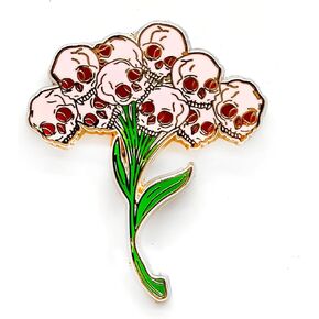 Skull Bouquet Badge Pin - Gothic Series - Enamel Lapel Pin - Plated Badge for Clothing, Bags, and Lanyards