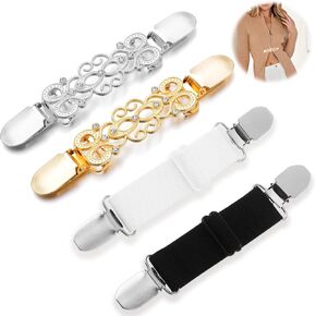 Dress Cinch Clips, Vintage Elegant Clip for Cardigan Shawl Clothing Sweater Glove, Classic Design in Different Style, High-Grade Materials for Long-Lasting Use in Any Occasion (4 Pcs)