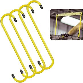 Pack-4 Car S-Type Brake Cylinder Hook, 7.75" x 1.81" Disc Brake Maintenance Hook, with Anti-Scratch Rubber Covers, Universal for Most Cars Trucks Brake Caliper Hook Accessories (Yellow)