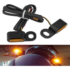 Motorcycle LED Mini Turn Signal Light Running Light Front Indicators Blinker Lights Fit for Harley Touring Road King Street Gilde Electra Glide 2014-2023 Softail 2016-2017 Amber Lens