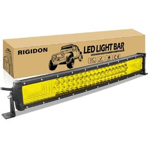 RIGIDON 52 Inch 675W Curved Amber LED Light Bar, Triple Row Flood Spot Combo 67500LM Light Bar Waterproof Driving Boat Offroad LED Work Light for ATV UTV Truck Roof Bumper