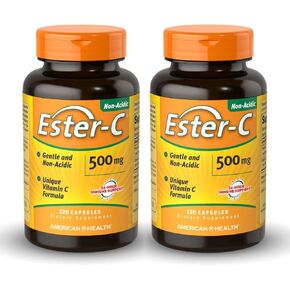 American Health Ester-C (500 mg) - 120 Capsules (Pack of 2) - 24-Hour Immune Support - Non-GMO, Gluten Free - 120 Total Servings