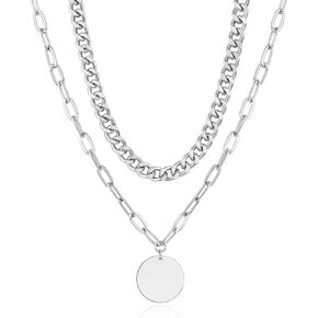 LANE WOODS Gold Layered Necklaces for Women Girls Dainty Layering Coin Lock Eye Snake Pendant Jewelry Gifts