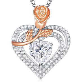 Moissanite Heart Necklaces 1-3CT Sterling Silver Heart Pendant necklace for Wife, D Color VVS Moissanite Necklace Anniversary Birthday Christmas Gifts for Mom Wife Girlfriend Women Jewelry Her