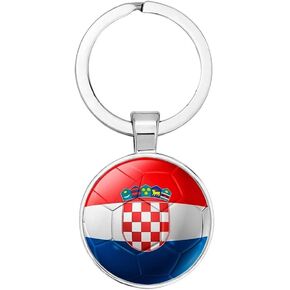 Art Attack Croatian Flag Soccer Keychain, Croatia Blazers Vatreni Checkered Ones Kockasti National Football Team Accessories History Party Favor Fan Car Key Chain Ring Pendant Charm (Silver)