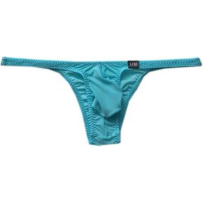 COMLIFE Men's Ice Silk Solid Color Low Waist Bikini Briefs Underwear Bulge Pouch Lingerie Seamless Underpants Undies