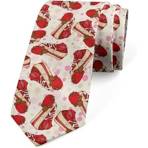 Lunarable Necktie, Strawberry Cheesecake Dots, Dress Tie, 3.7", Red Pink