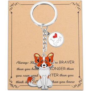 FUSTMW Papillon Dog Keychain Papillon Gifts for Papillon Lovers Dog Owners Gifts Papillon Dog Mom Dad Gifts Pet Rescue Gifts