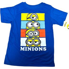 Minions Boys Gru Graphic T-Shirt Take Your Friends with You Short Sleeve Kids Royal Blue