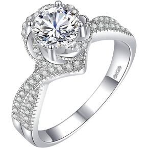 Moissanite Engagement Ring 1CT/2CT D Colour Excellent Round Cut Moissanite Rings Sterling Silver Promise Anniversary Ring for Women