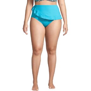 Lands' End Womens Chlorine Resistant Faux Wrap High Waisted Bikini Bottoms Turquoise Plus 24w