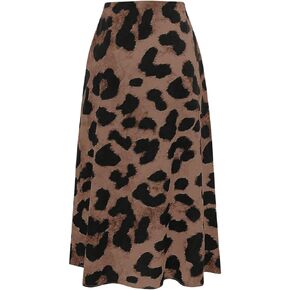 GORGLITTER Women's Leopard Skirt High Waisted Elastic Waistband Summer Long Skirts