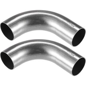 2 Pcs Bend Elbow Pipe Tube, 1.25" OD 4" 3.15" Leg 90 Degree DIY Exhaust Pipe Intercooler Air Intake Tube Universal for Car Automotive Durable 304 Stainless Steel Silver Tone
