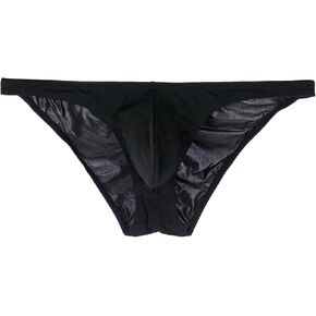 ABAFIP Men's Underwear Low Waist Ice Silk Ruched Back Tangas Sheer Bikini Briefs Underpants