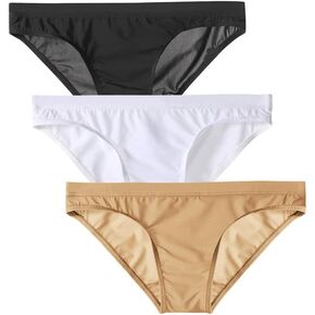 COMLIFE Men's Super Thin Slim Fit No Bulge Pouch Triangle Underpanties Bikini Brief Underwear, Black/White/Skincolor, X-Large