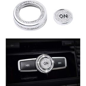 LECART Bling Volume Knob Cover for Mercedes Benz Accessories Bling Interior Multimedia Sound Volume Knob Covers Compatible for Mercedes-Benz C-Class E-Class CLA CLS GLA GLE GLK GLS SLC 2 Pack
