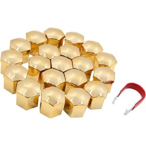 20pcs Gold Tone 21mm Car Wheel Lug Nut Cap Tyre Hub Screw Bolt Dust Cover Automotive Parts